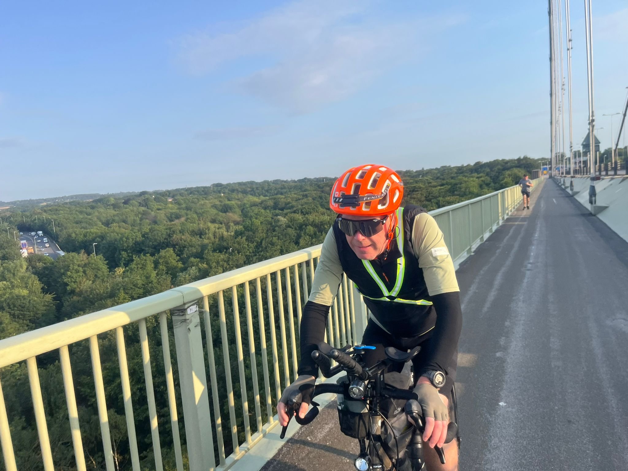 Phil cycling over the iconic Humber Bridge LEL 2025